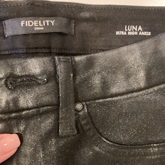 Fidelity‎ Denim Luna Velveteen Ultra High Black Ankle Jeans Size 27 - Picture 4 of 6